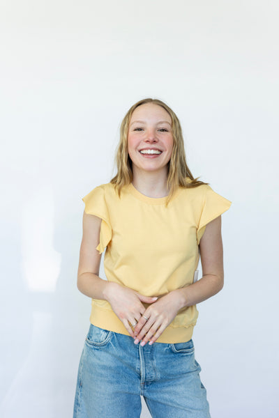 Yellow short sleeve blouse