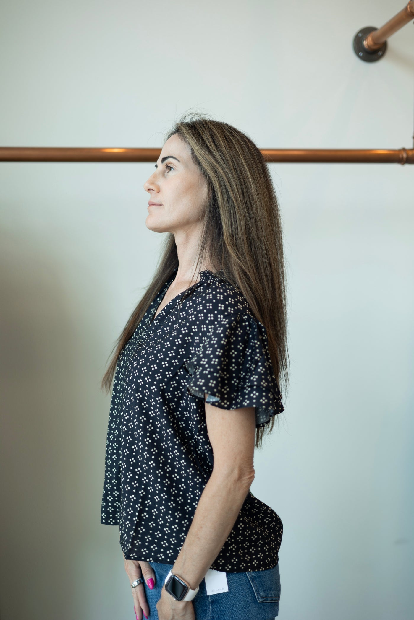 Polka dot short sleeve blouse