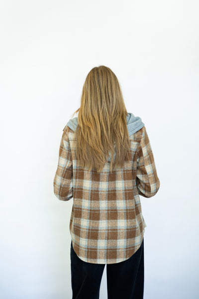 Button Down Plaid Shirt W/ Hoodie