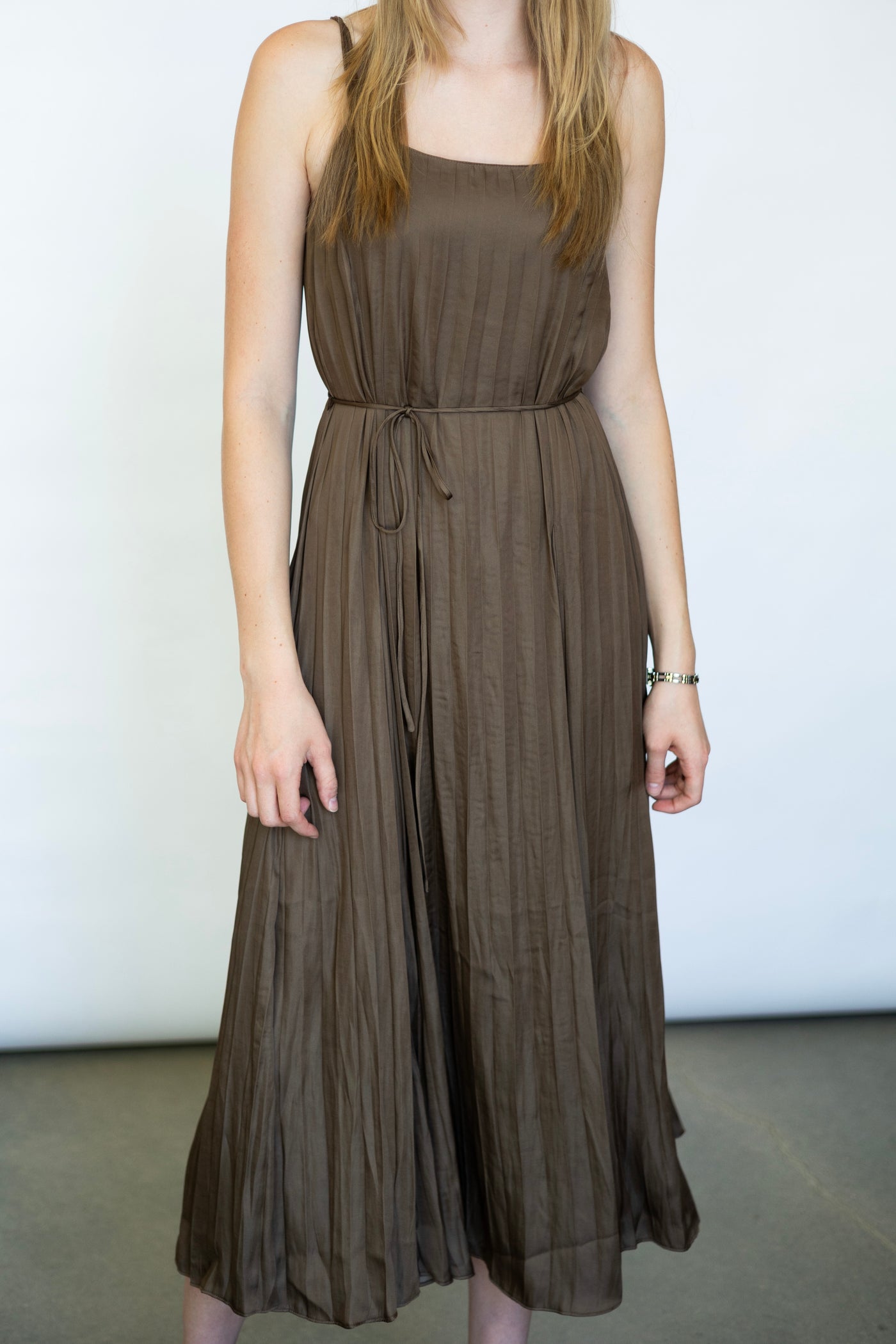 Pleated Sleeveless Maxi Dress