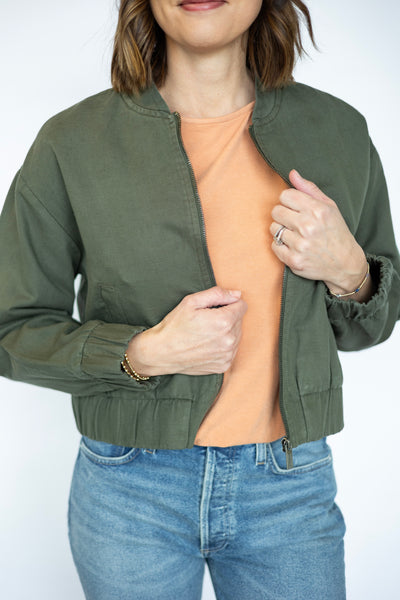 Army green bomber jacket