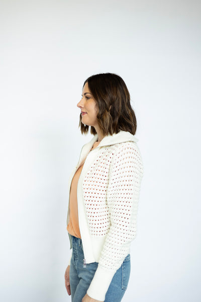 Open knit jacket for women