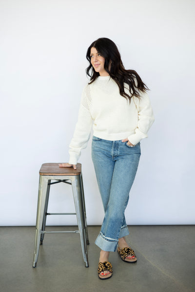 Women's open knit sweater