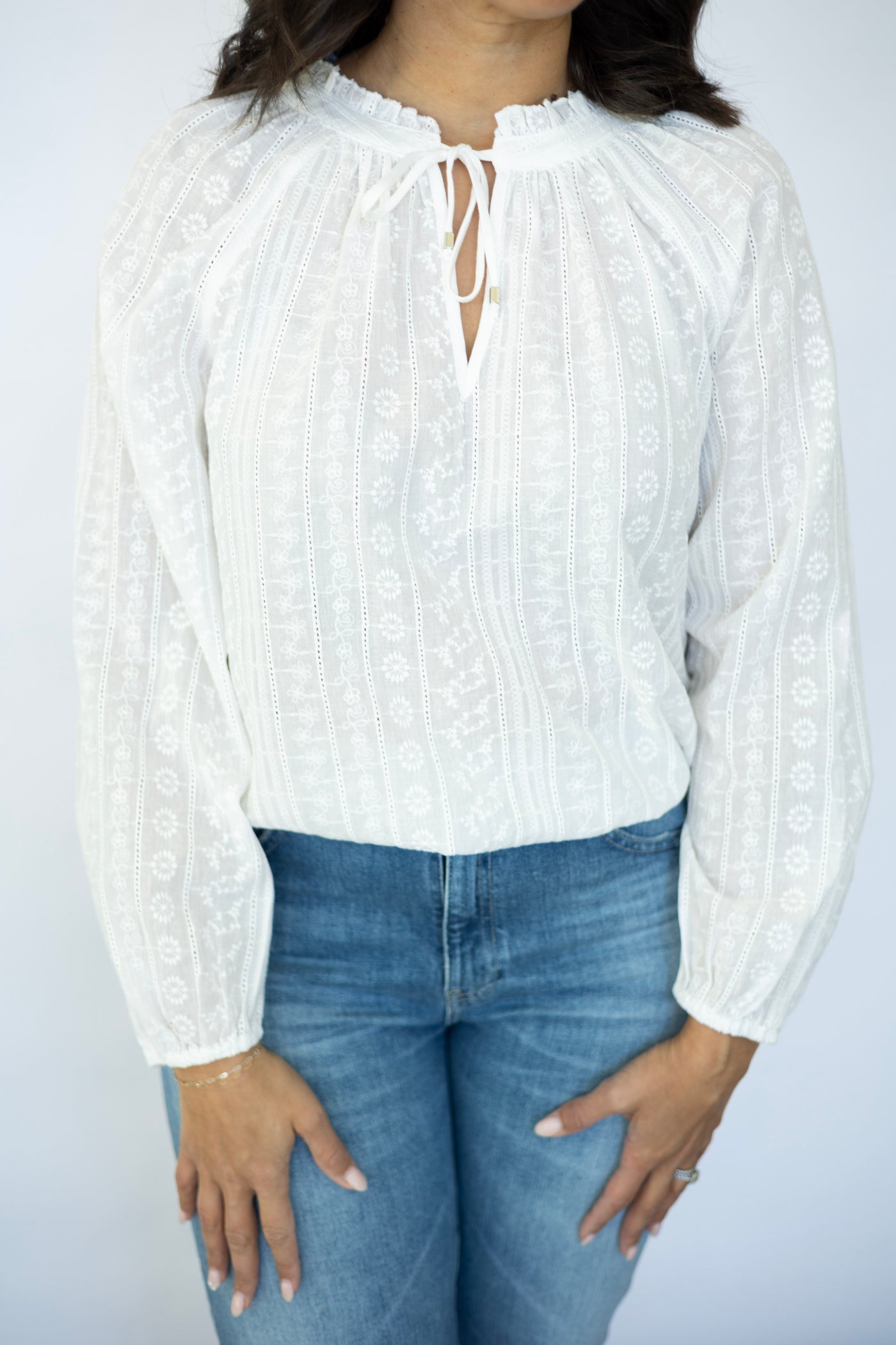 White long sleeve spring blouse