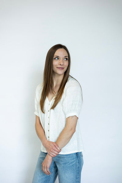Short sleeve basic button down for women