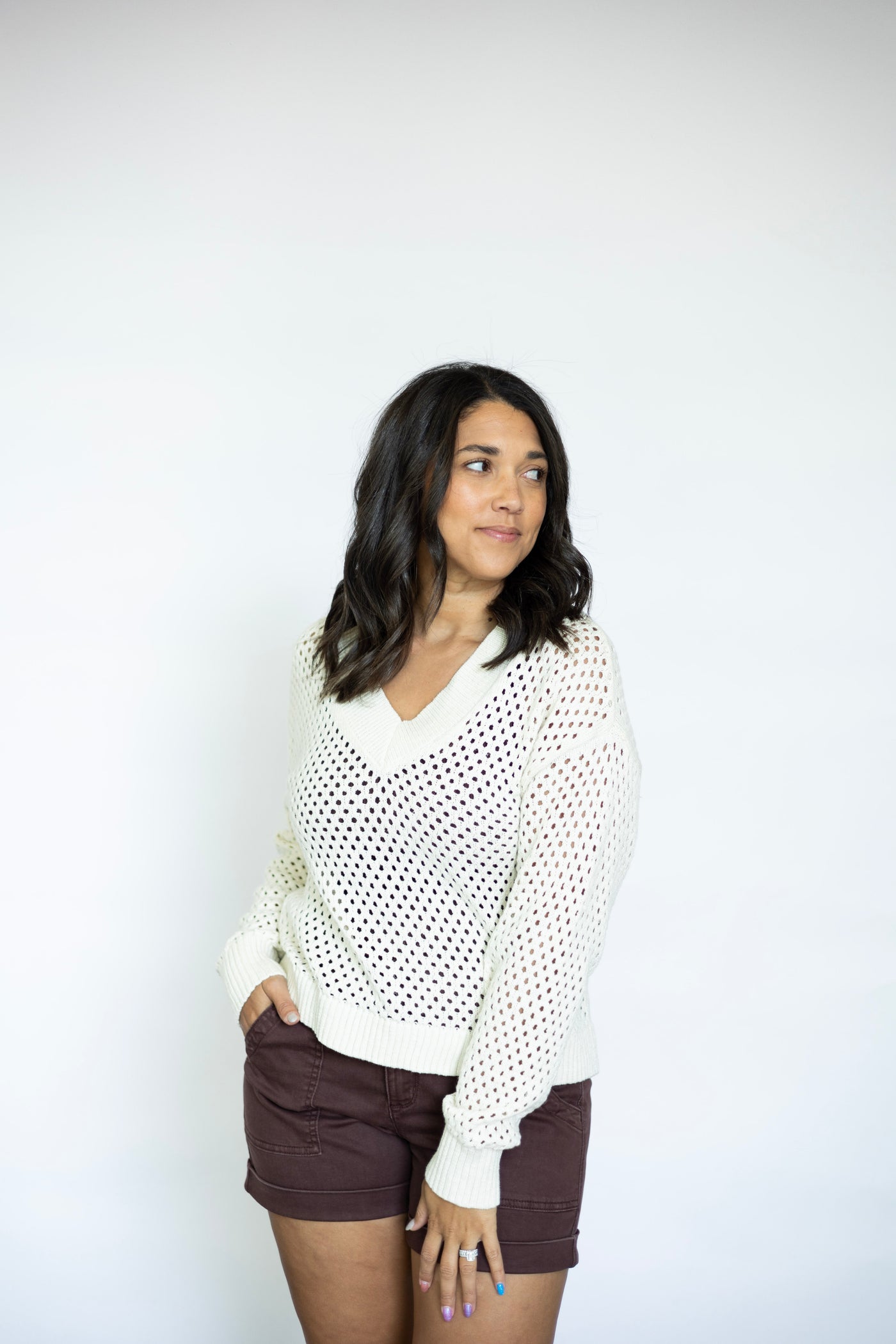 Women's open knit sweater
