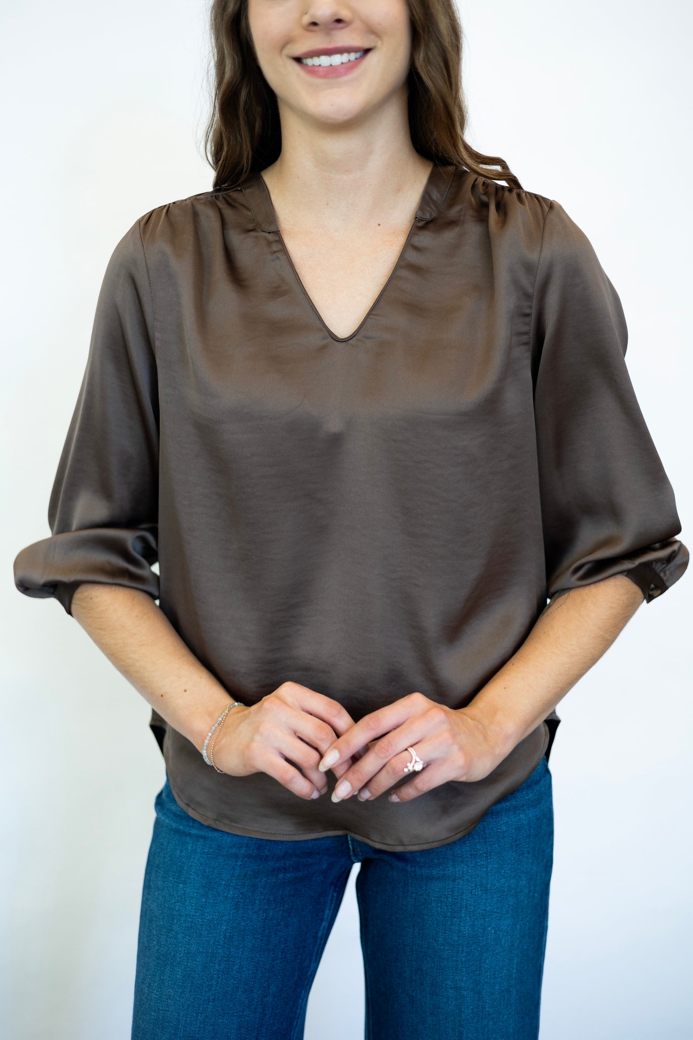 Robyn 3/4 Sleeve V Neck Blouse