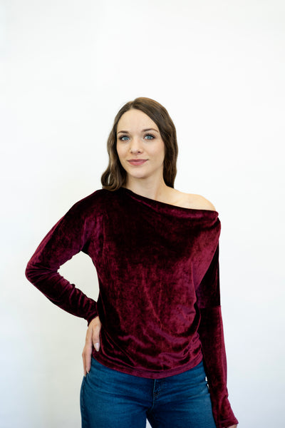 Slouch Shoulder Velvet Top