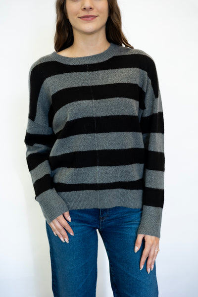 Stripe Crew Long Sleeve Knit Sweater