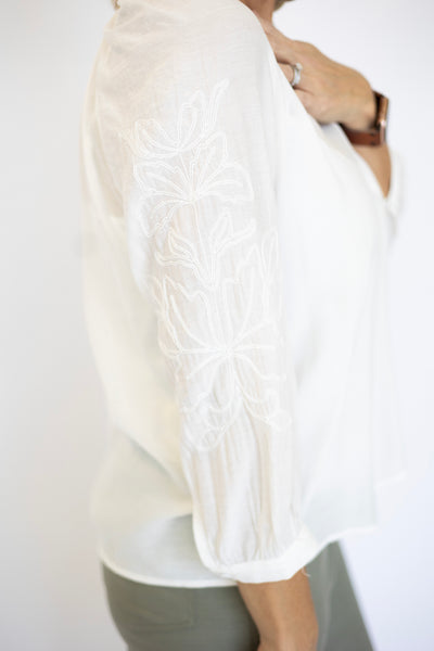 Embroidered Raglan Sleeve Blouse