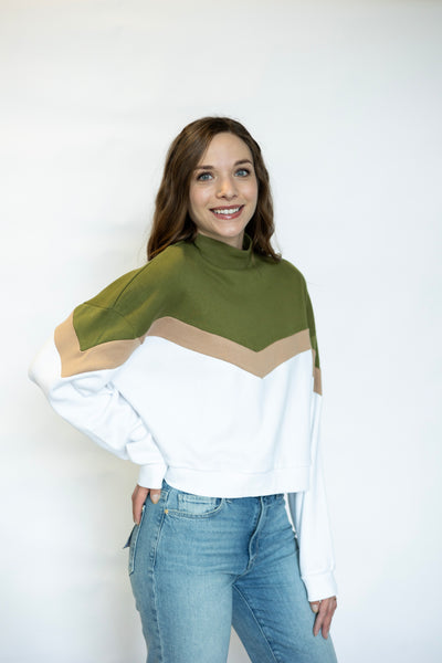 Color Blocked Cotton Fleece Liz Pullover