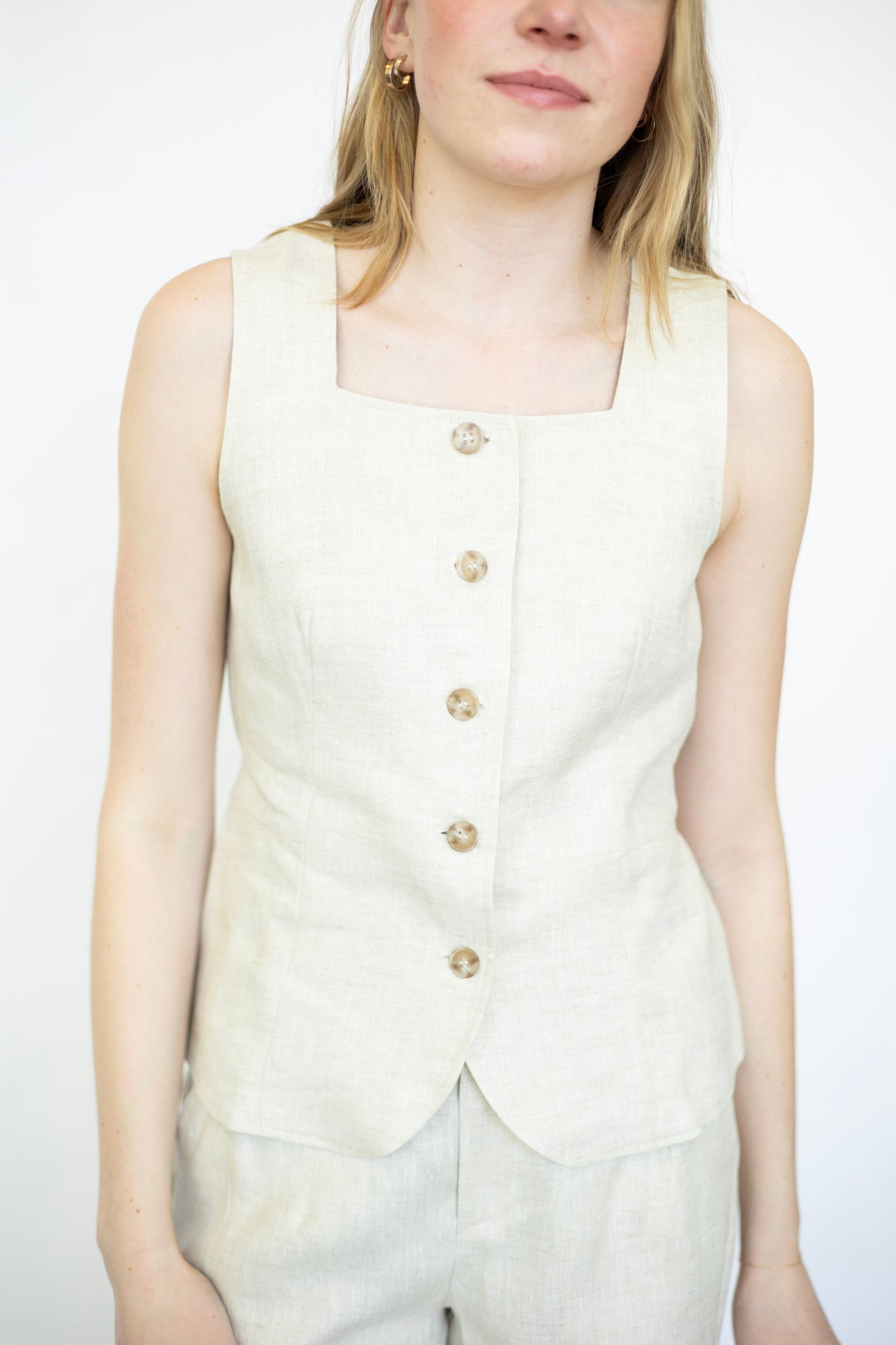 Women's matching linen vest set