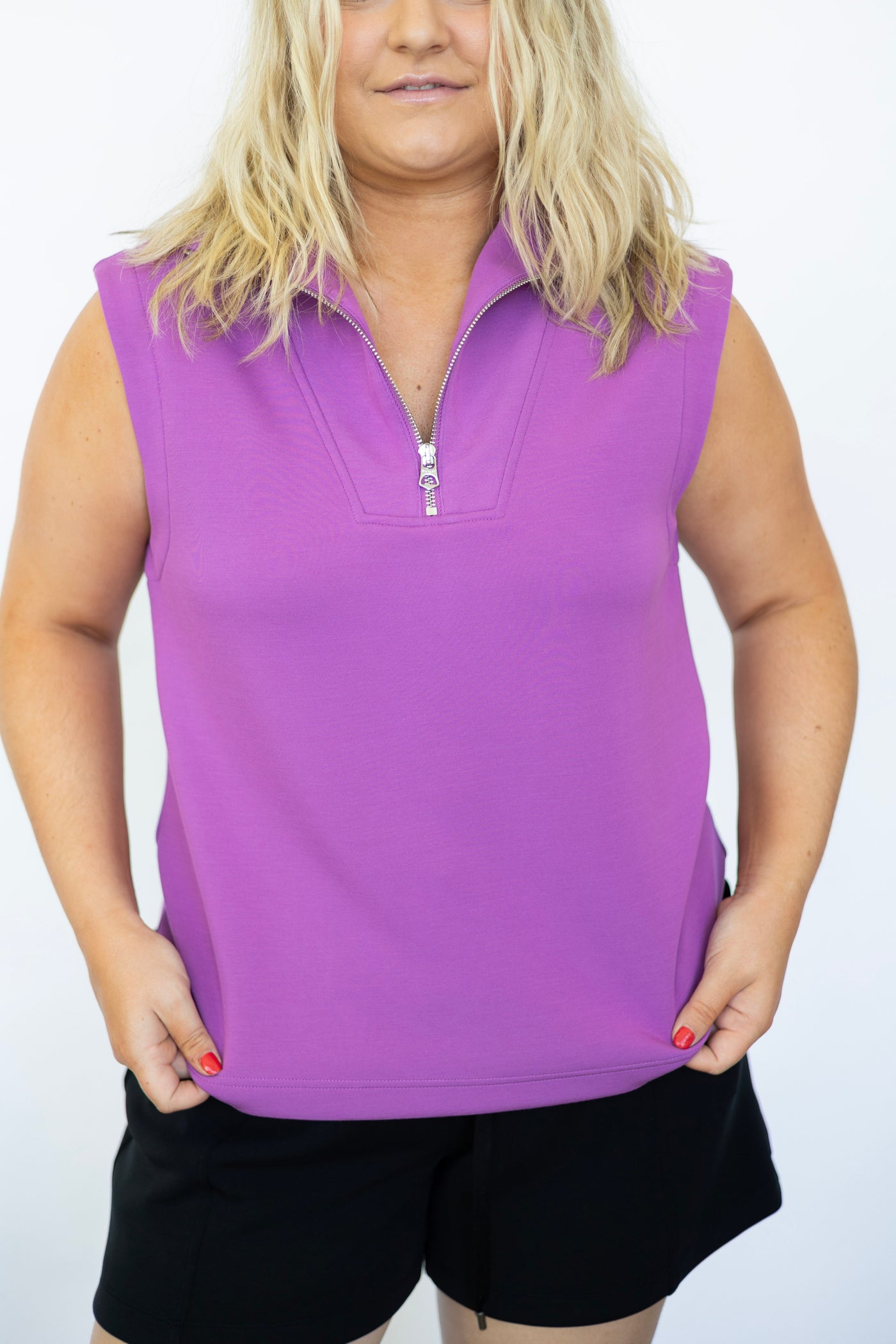 Purple sleeveless sweatshirt