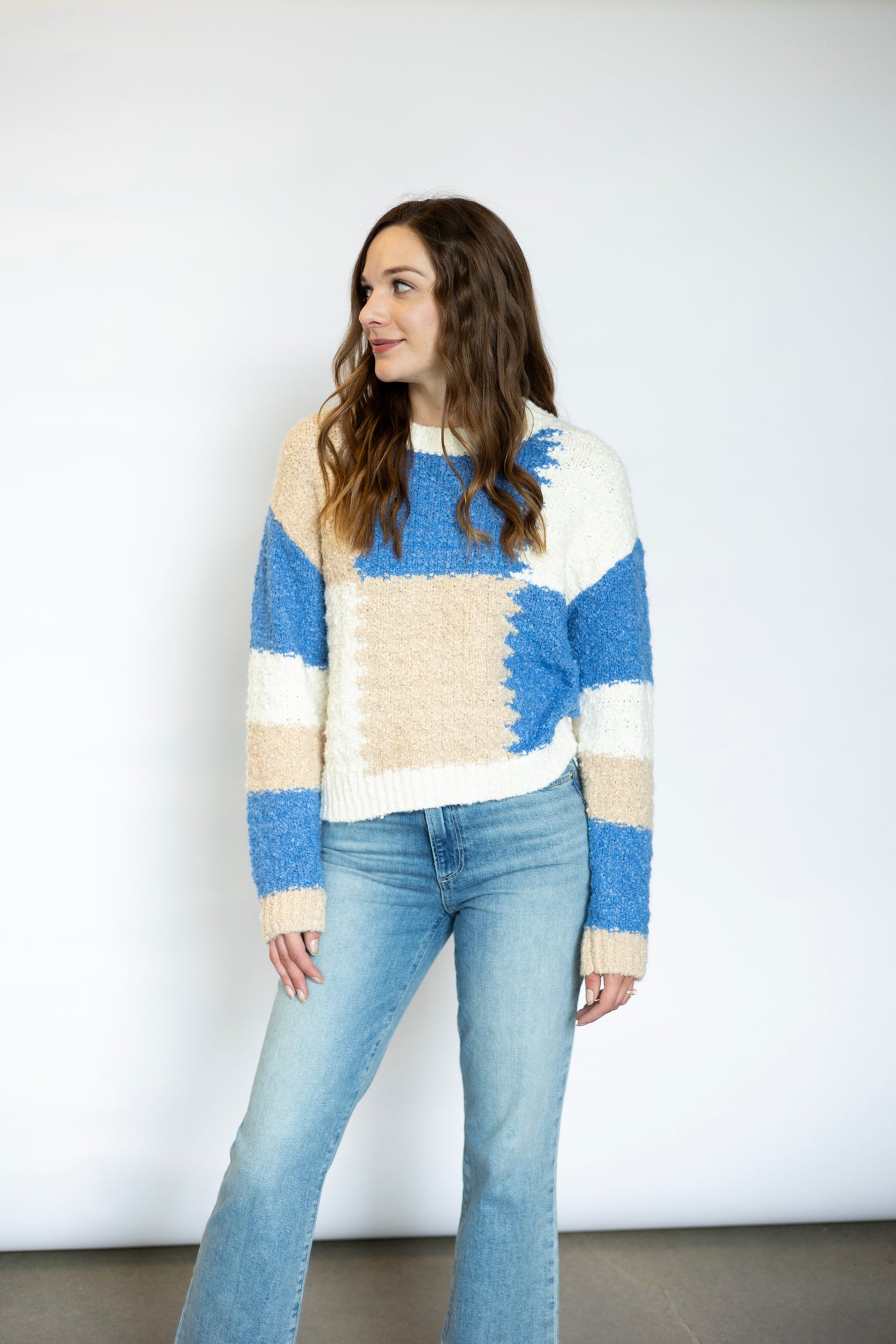 Colorblock Crew Neck Sweater