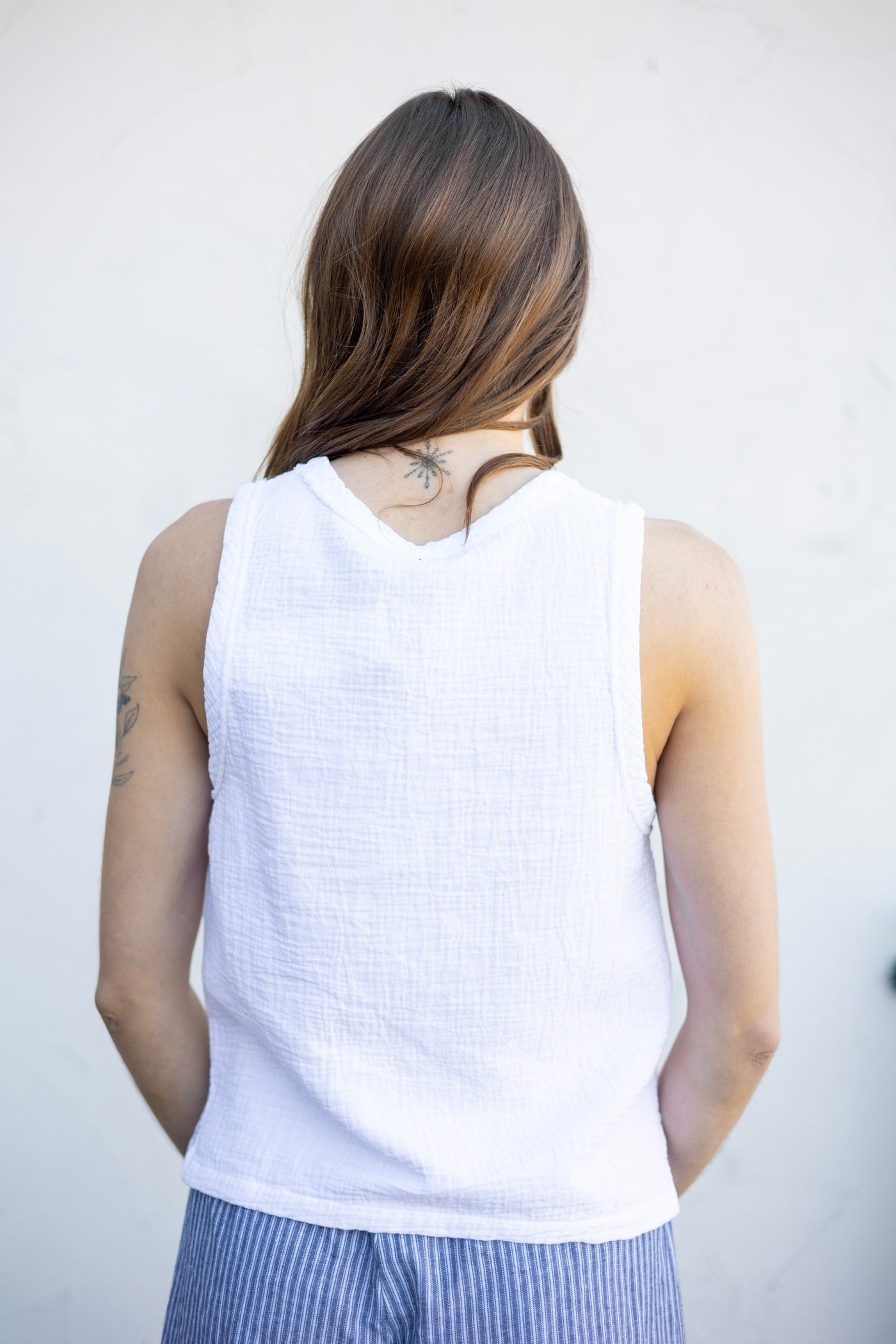 V Neck Raw Edge Tank