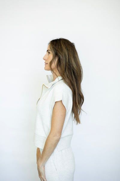 Short sleeve quarter zip sweatshirt