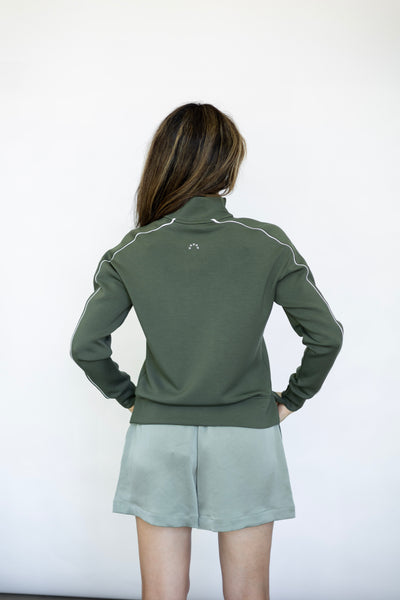Olive green athletic zip up for women