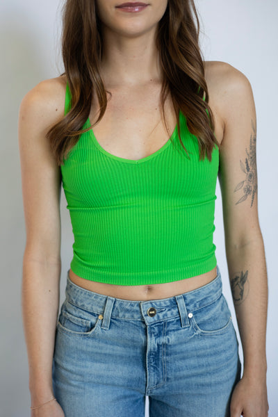 V-Neck Ribbed Crop Top