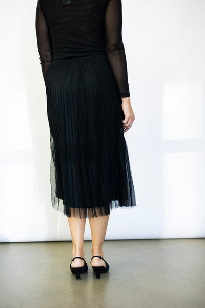 Tulle Pleated Midi Skirt