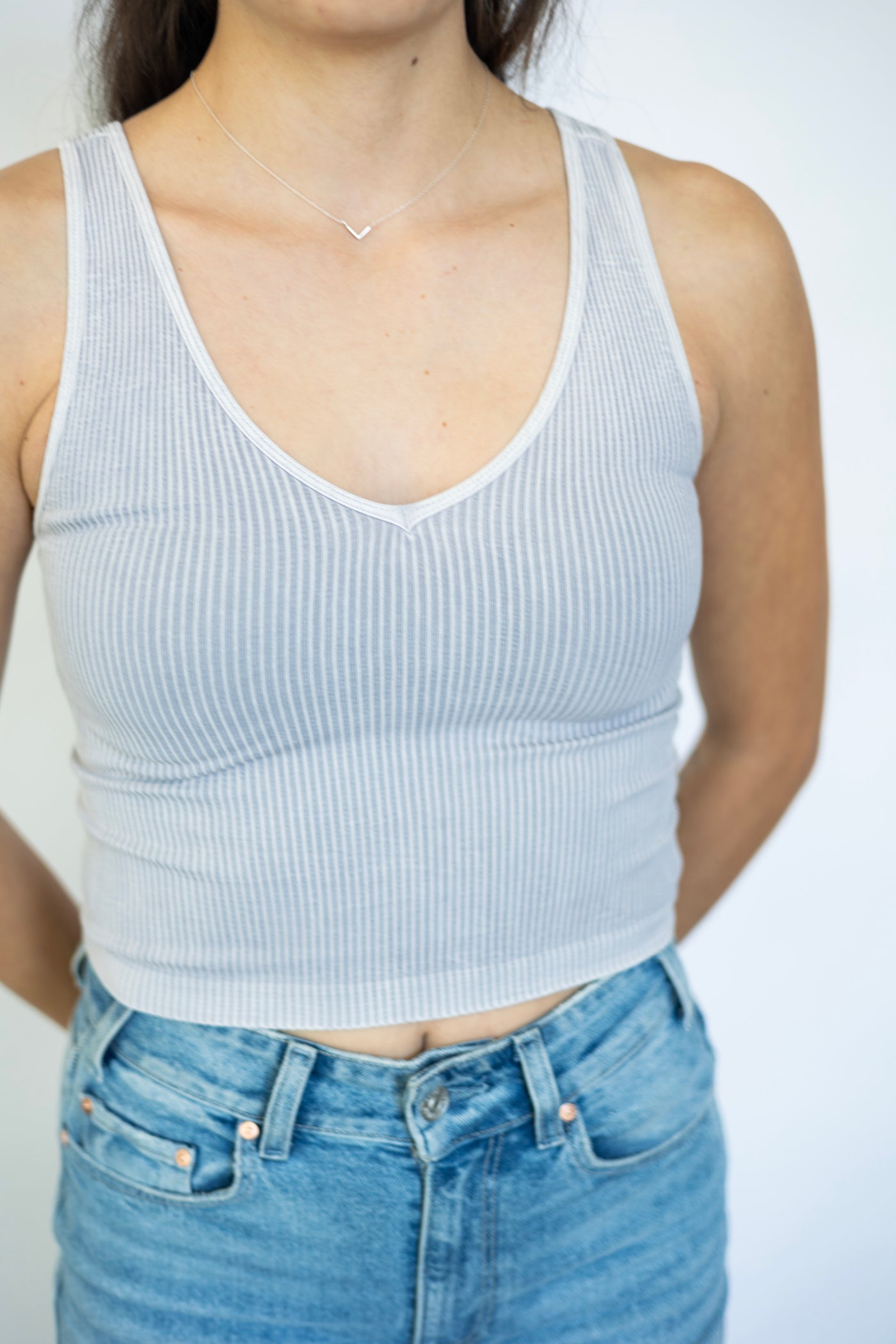 Vintage V Neck Crop Top