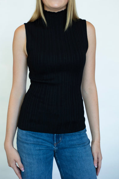 High neck black tank