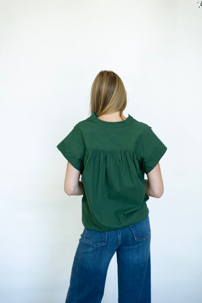 Green button down blouse