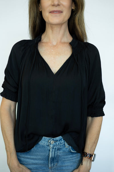 Black classic half sleeve blouse 