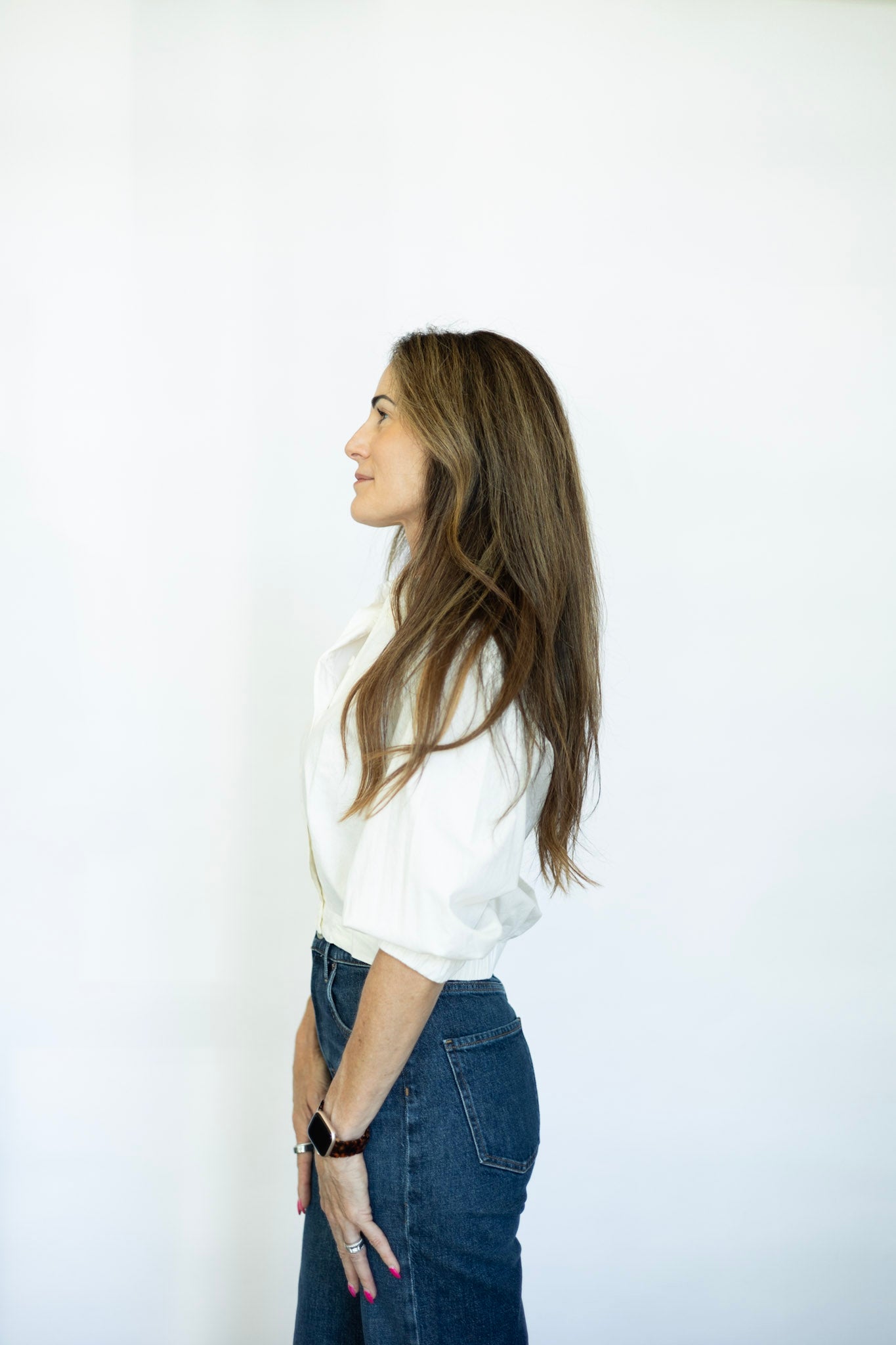 Cropped white button down