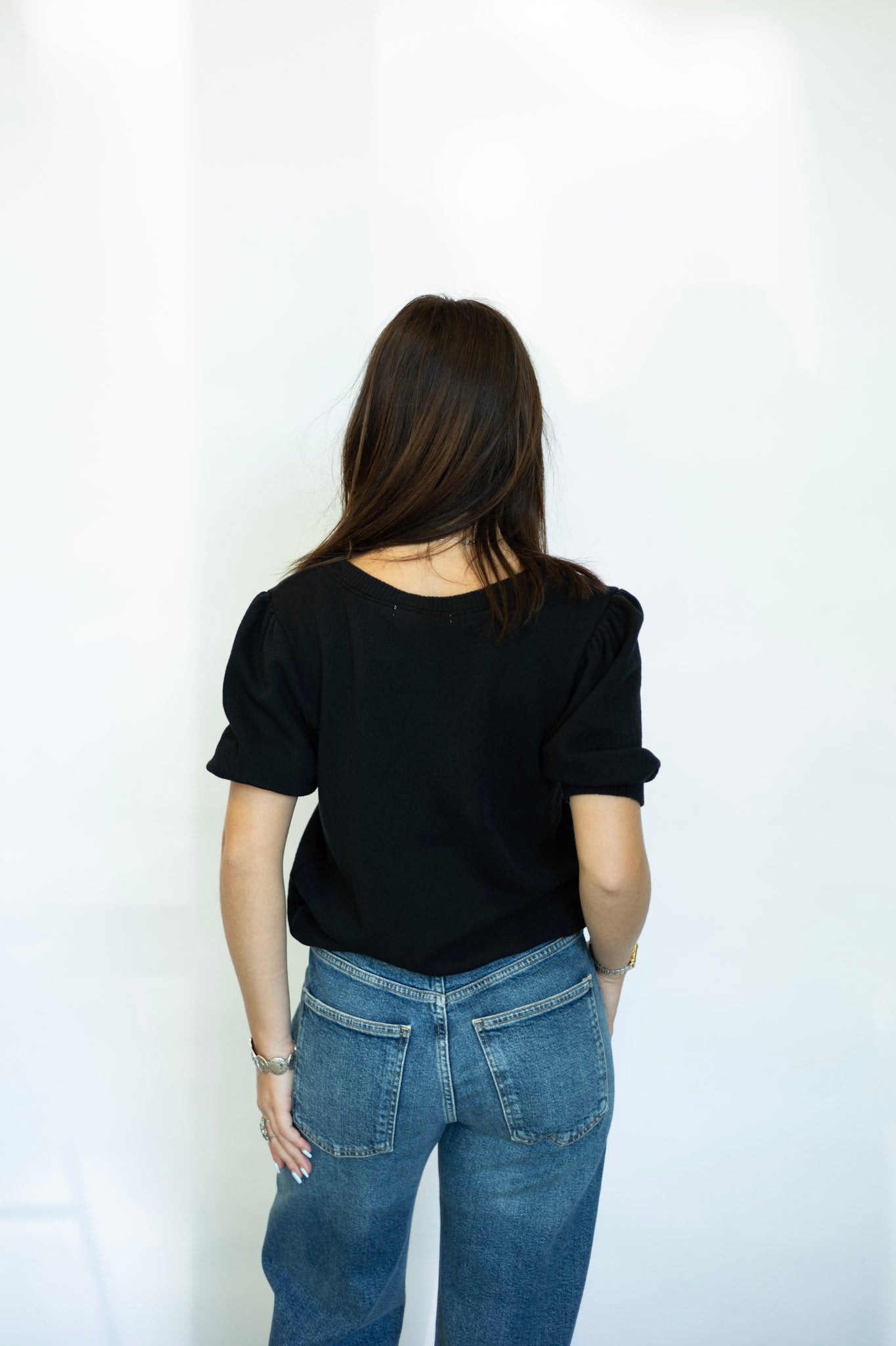 Half sleeve knitted blouse