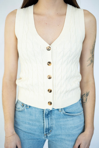 Women's cream, knitted vest