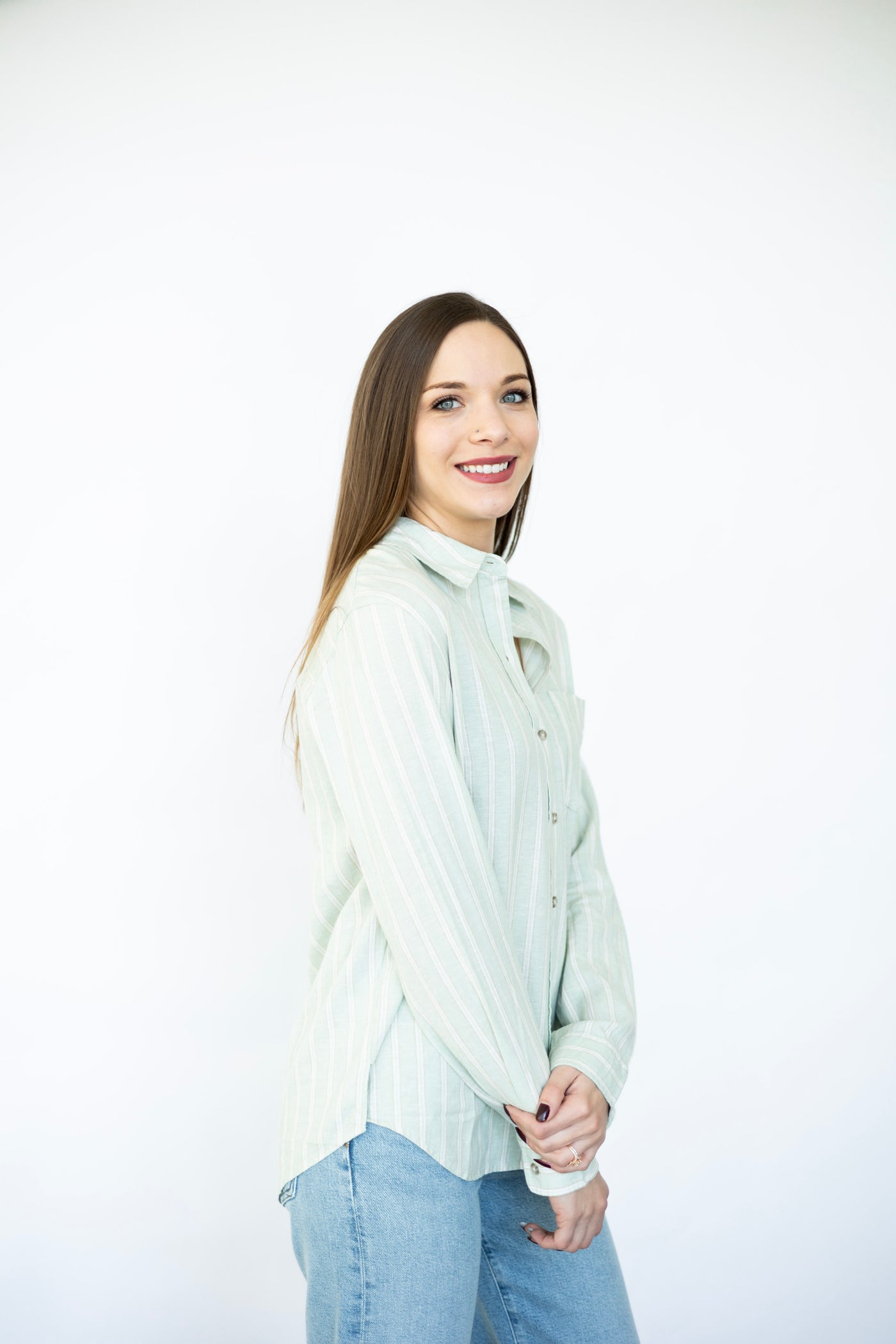 Women's pastel button down