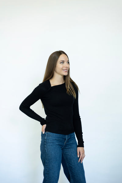 Long sleeve asymmetrical top