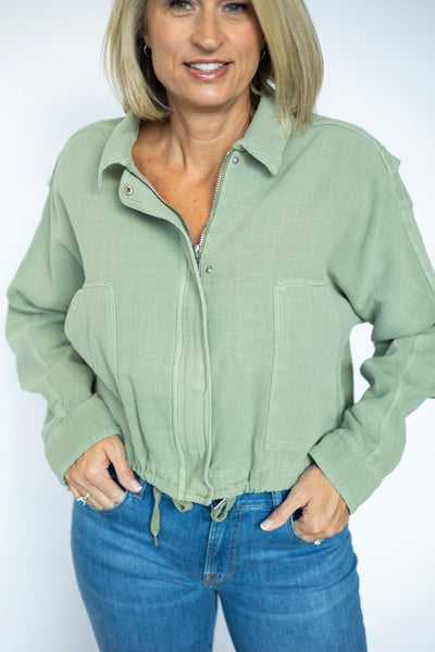 Sage green, cropped jacket