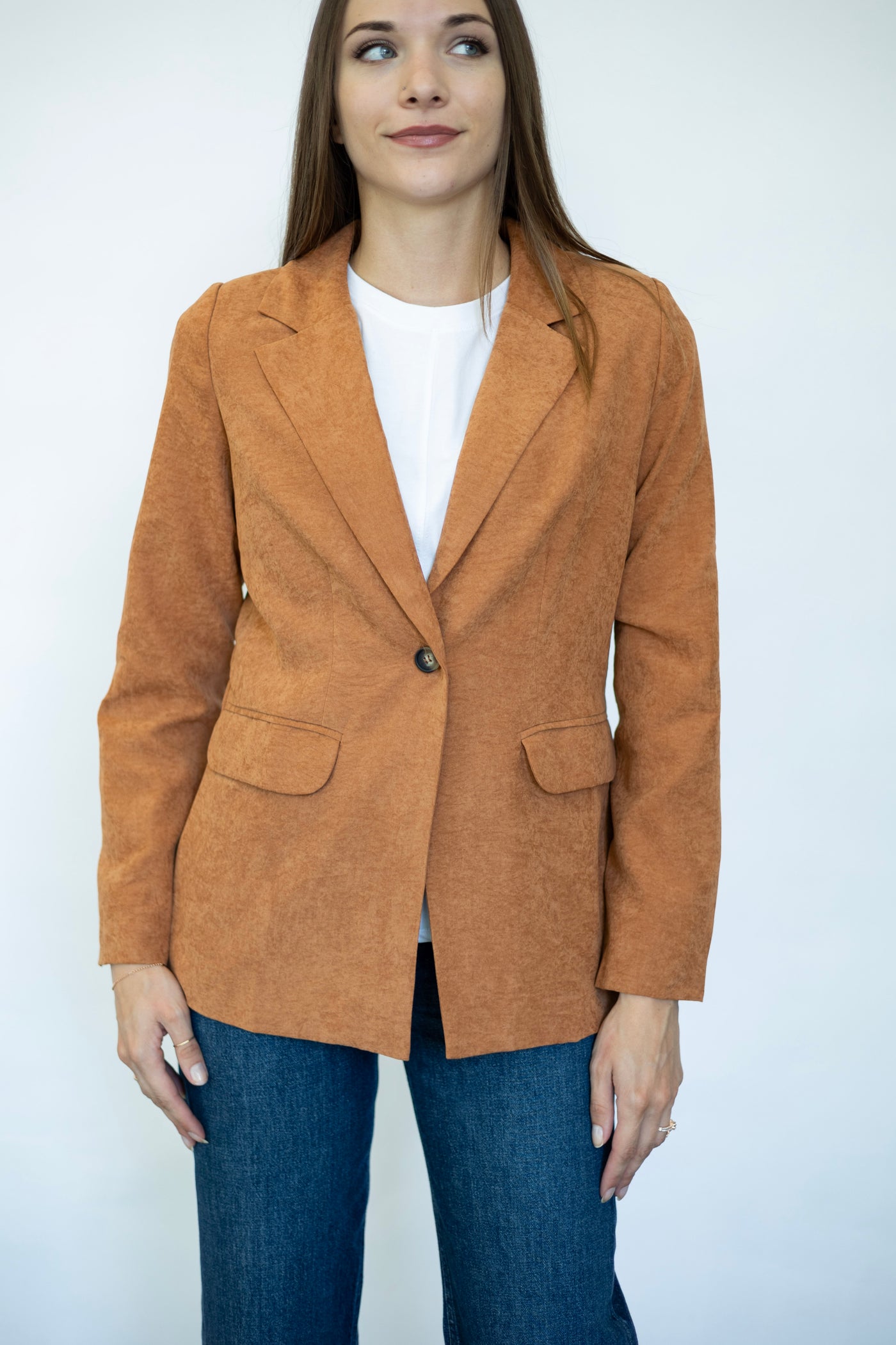 Orange, vintage washed, blazer for women