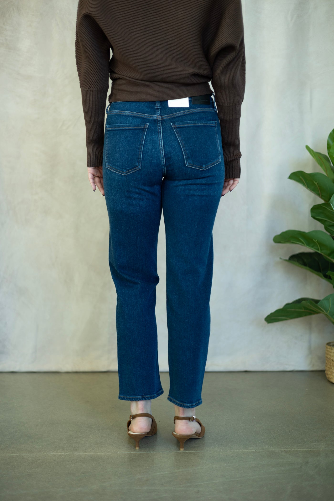 Medium wash, slim straight jean
