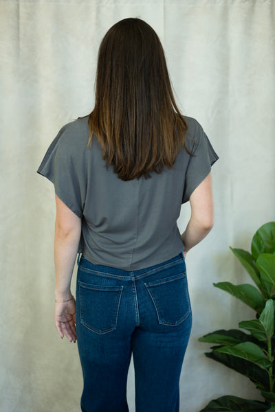 Gray, mock neck top