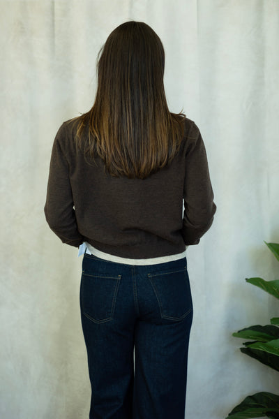 Elevated, brown cardigan