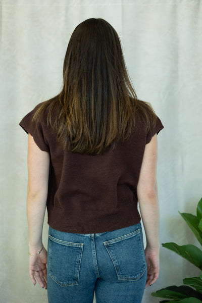 Cap sleeves brown sweater
