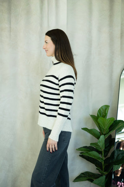 Striped turtleneck sweater