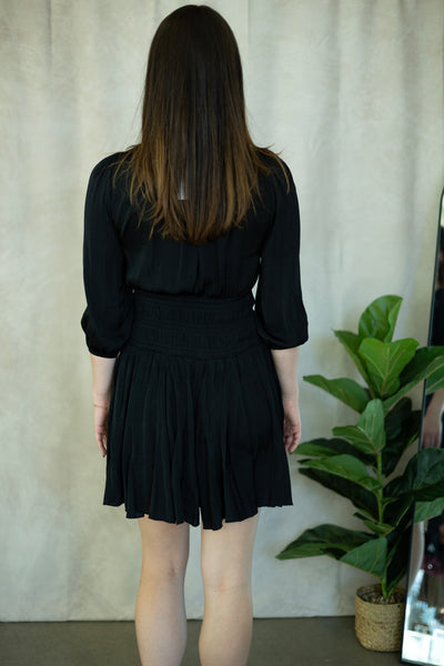 Black dress with cinched waist