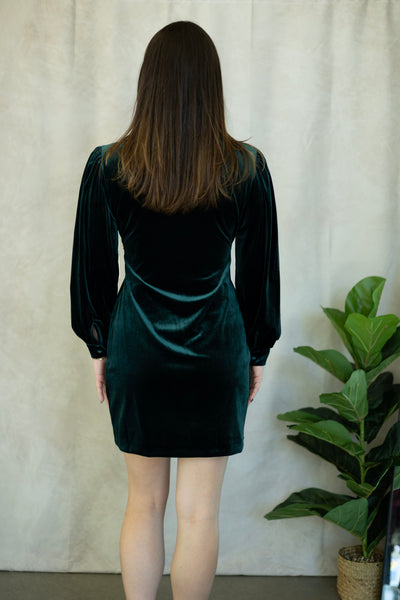 Deep V-Neck Velvet Mini Dress