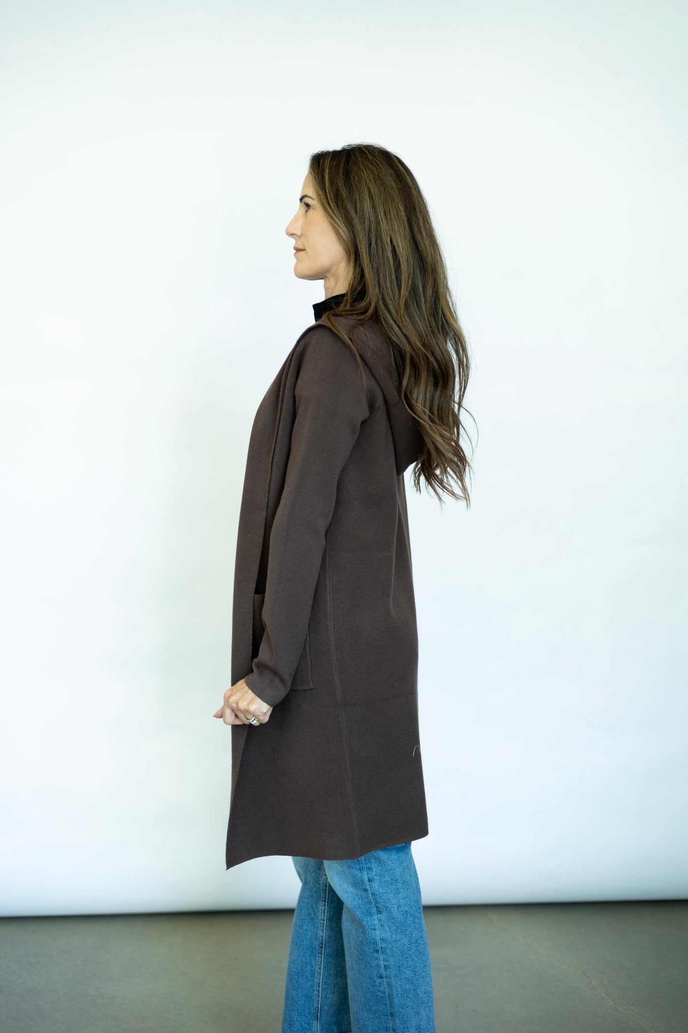 Long brown cardigan