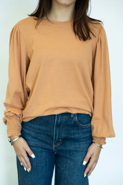 Orange long sleeve elevated basic tee