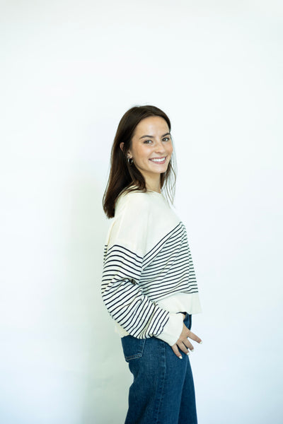 Black striped light sweater