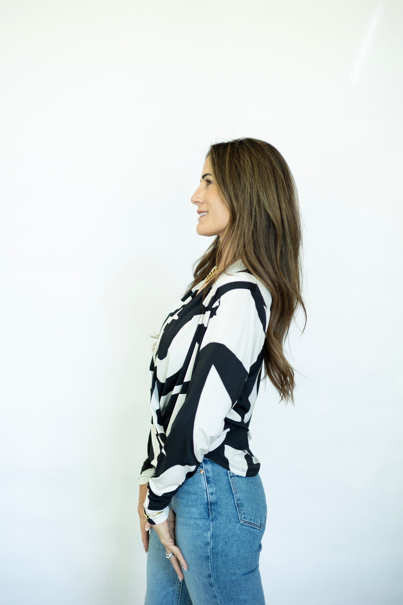 Cross front long sleeve blouse
