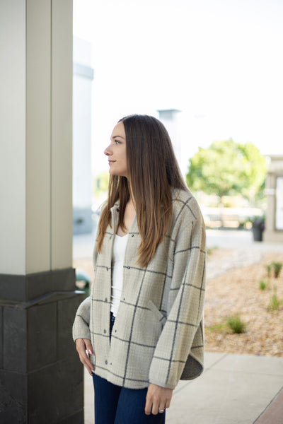 Cream plaid shacket