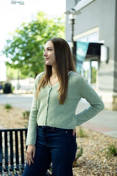 Light green cardigan