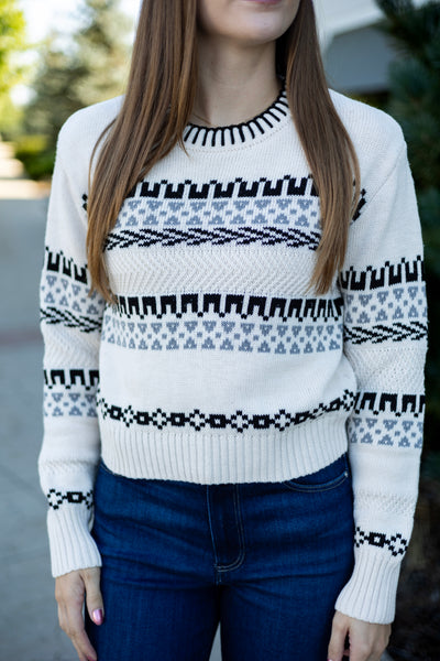 Aztec print women's sweater