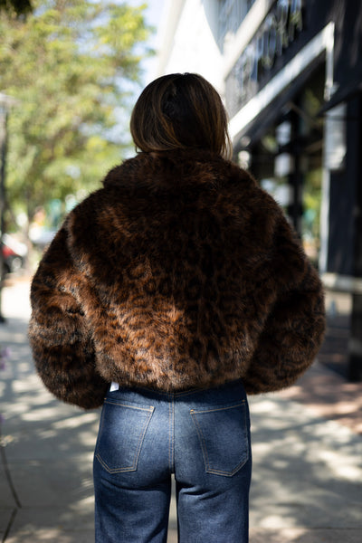 Cheetah print faux fur coat
