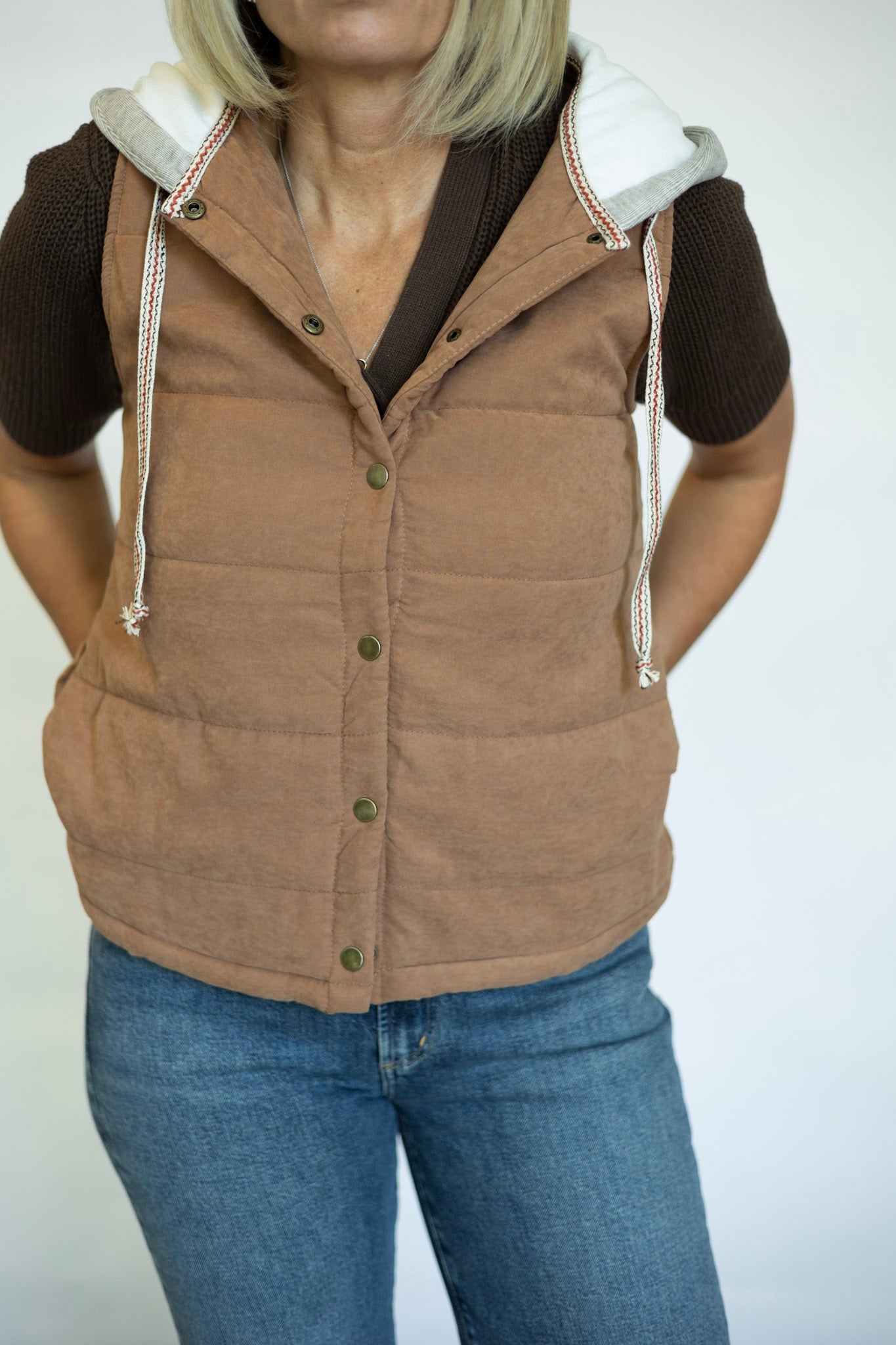 Contrast Trim Puffer Vest